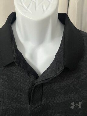 🏌️ Under Armour Men’s Black Gray Camo Golf Polo Shirt XXL EUC ⛳